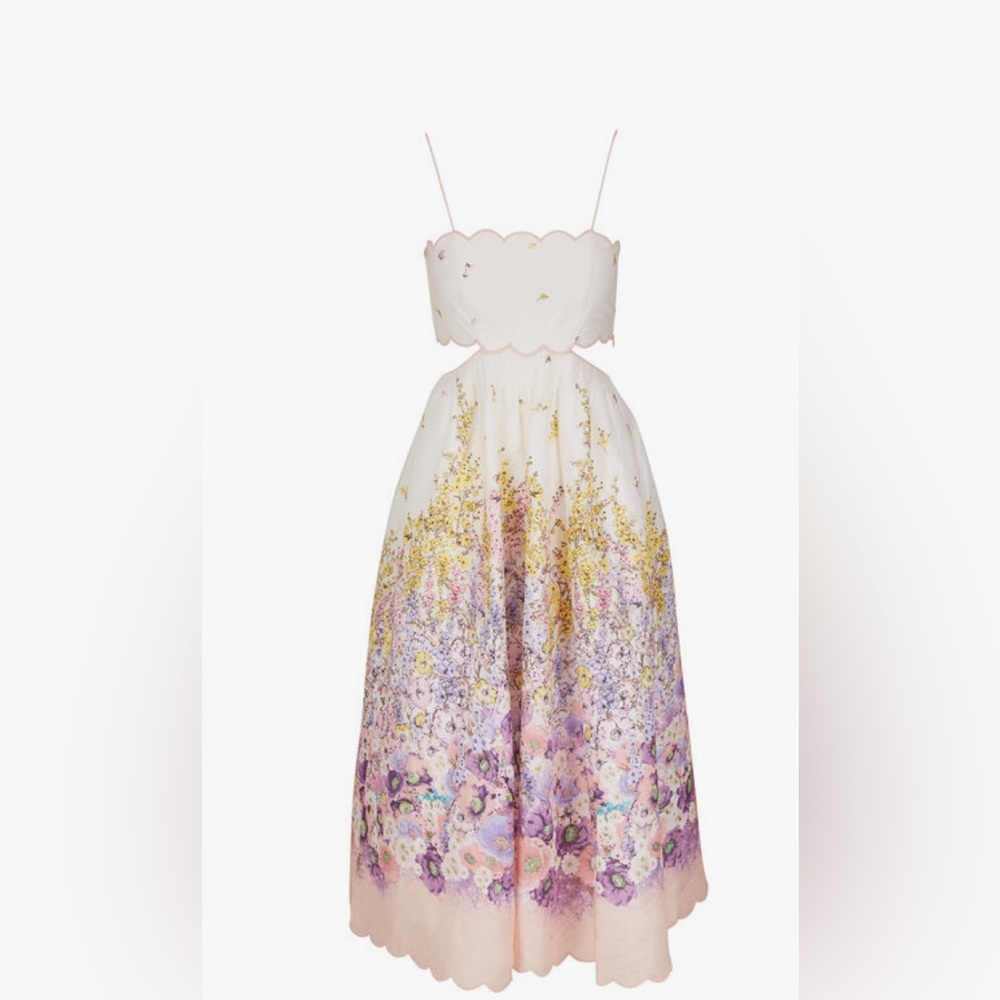 ZIMMERMANN
Jude Peach Gradient Floral Scalloped Midi Dress